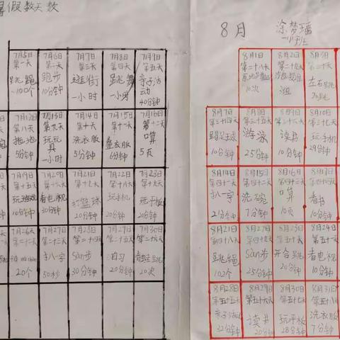 三阳明德学校二年级1班，2班数学优秀暑假作业展示