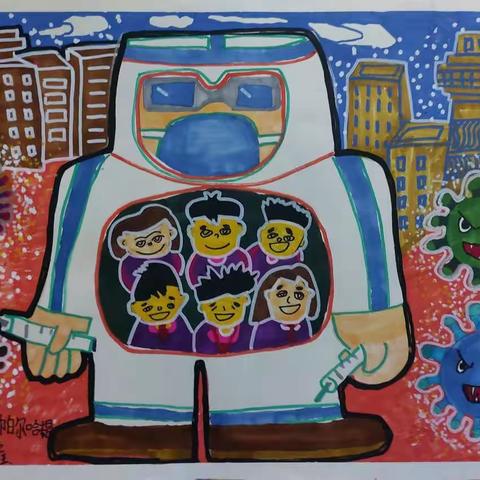 乌鲁木齐市第六小学关于疫情的学生作品