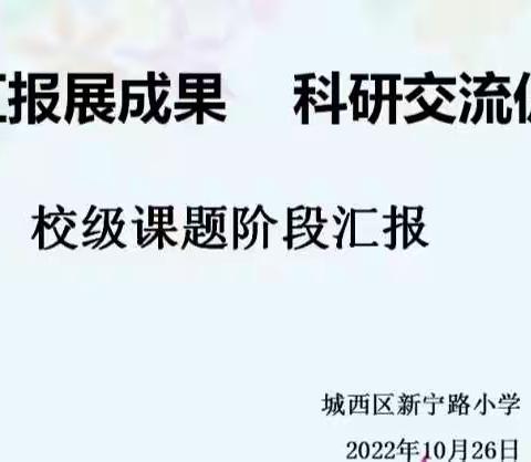 课题汇报展成果   科研交流促提升——新宁路小学校级课题阶段汇报