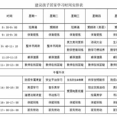 “停课不停学”四年级居家学习指引