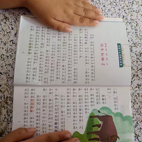 一年四班丁海龙家庭读书会第十七期，期间:2021.7.23，地点:家里，读书人:丁海龙与妈妈，读书内容:《公牛和狮子》
