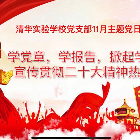 学党章、学报告，掀起学习宣传贯彻党的二十大精神热潮——清华实验学校党支部11月份主题党日活动