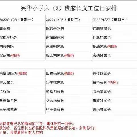 最美一抹红，感恩有你—兴华小学六（3）班家长义工值日