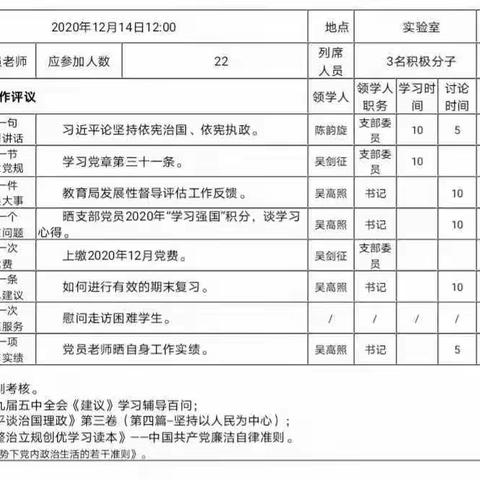 学制度 作评议——吴店小学12月主题党日活动