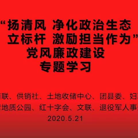 “扬清风  净化政治生态  立标杆  激励担当作为” 党风廉政建设专题学习