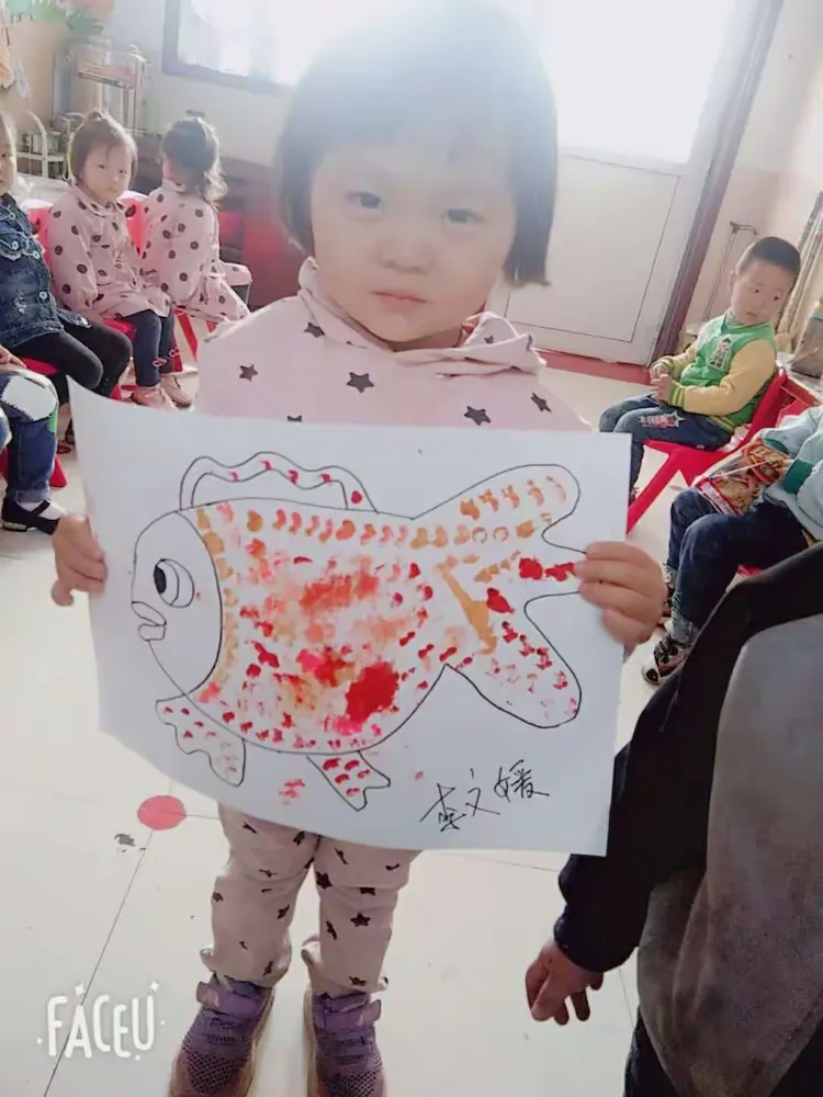 托班芹菜拓印画