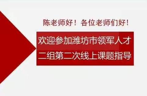 专家引领促科研，课题研究促成长              ---记潍坊市领军人才第二次线上课题指导