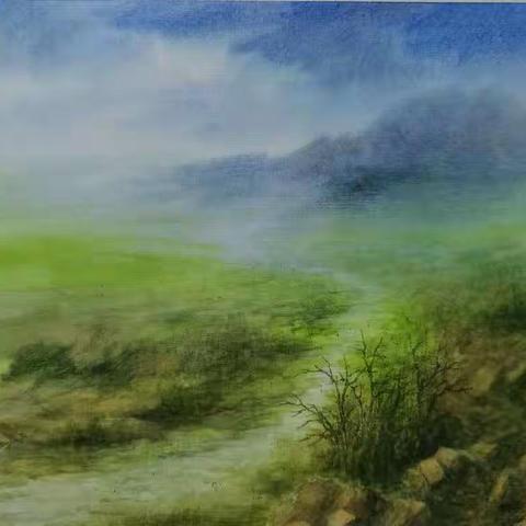 杨添《蒹葭苍苍系列》水彩作品