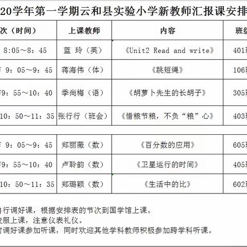 铭记初心，绽放光彩——云和县实验小学开展2020学年新教师汇报课活动