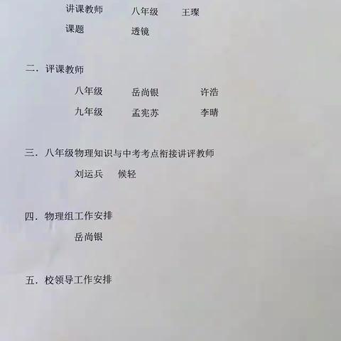 沛县初级中学——物理教研组集体备课