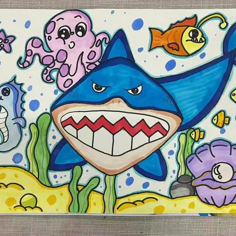 二年级舞蹈《大海写生》主题绘画