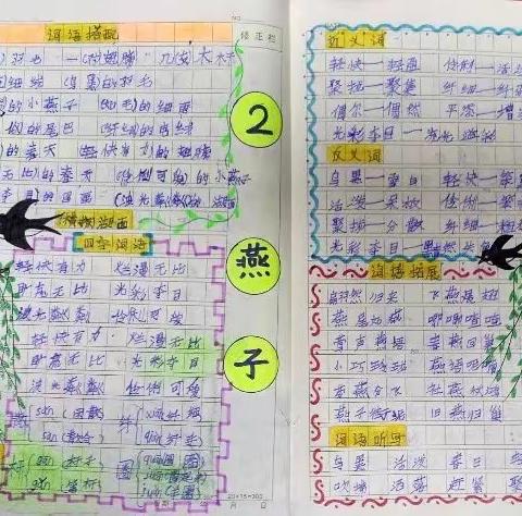 “语”你同行促“双减”     春来作业绽芳菲——花牛中心小学三二班第一单元语文个性化作业展评