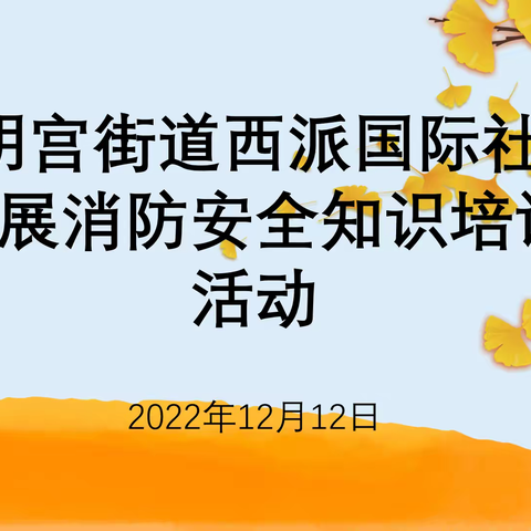 大明宫街道西派国际社区开展消防安全知识培训活动