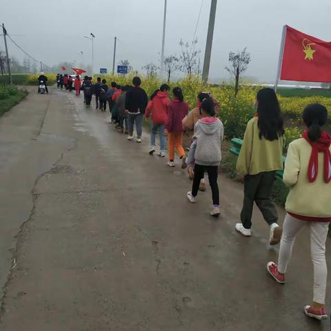 杨行小学师生冒雨为烈士扫墓