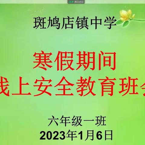 安全不放假 快乐过寒假
——斑鸠店镇中学开展寒假安全主题线上班会活动