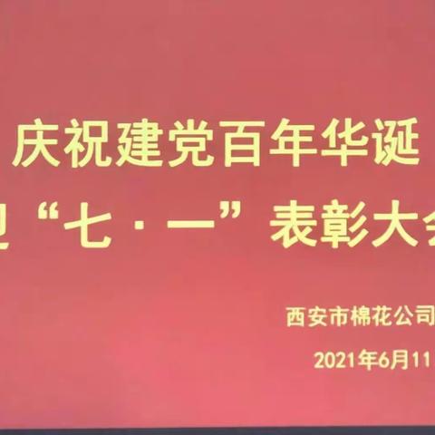 西安市供销合作联社棉花公司党委召开庆祝建党百年华诞，迎“七•一”表彰大会