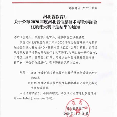 喜报    鸡泽县信息技术与教育教学研究工作喜结硕果