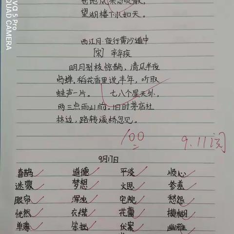 9月17日听写优秀作业