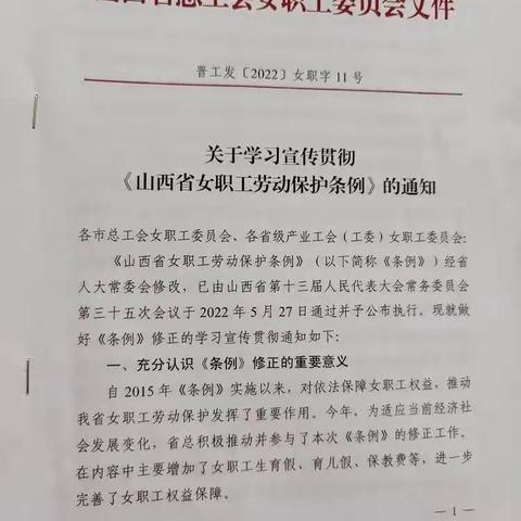 大吴小学教师学习《山西省女职工劳动保护条例》