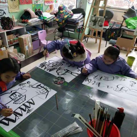 水墨画乡村小屋