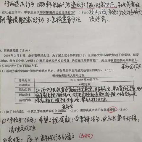 2019-2020学年度八年级第一学期道德与法治期中考试试题质量分析