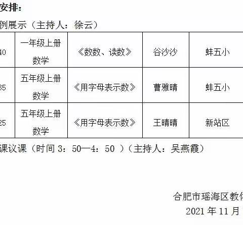 “瑶海区教研协作体小学2片教研活动暨蚌五小我的成长第一课（数学专场）”教研活动纪实