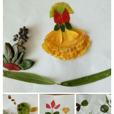 与秋共舞~实验小学五年级四班树叶粘贴画评比