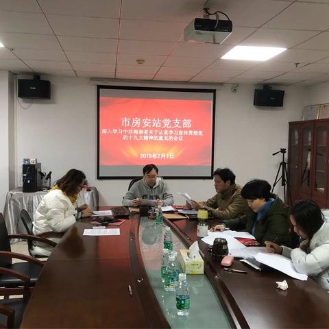 海口市房屋安全管理站党支部深入学习十九大文件会议