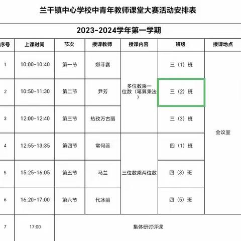 聚焦主动课堂 优化计算教学———兰干镇中青年教师课堂教学能力大赛