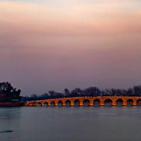 落日余晖映晚霞 ，颐和园夕阳美如画~西堤晚霞