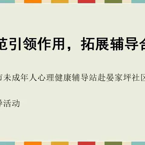 “携手未来，共同成长”——兰州市未成年人心理健康辅导站赴晏家坪南院社区开展心理健康辅导活动