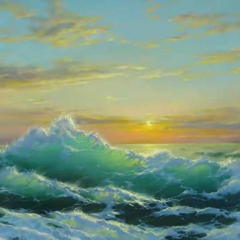 油画中的大海，相当的美！
