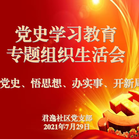 大明宫街道君逸社区党支部召开党史学习教育专题组织生活会