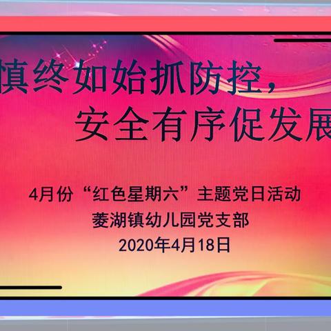 “慎终如始抓防控，安全有序促发展”——记菱湖镇幼儿园党支部4月份“红色星期六”主题党日活动