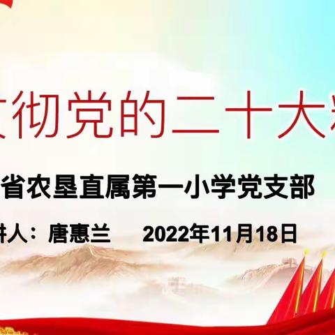 “奋进新征程，永远跟党走”海南省农垦直属第一小学党支部开展学习贯彻党的二十大精神暨11月主题党日活动