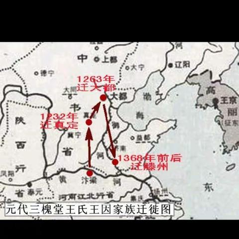 元代三槐堂王氏王因家族迁徙图