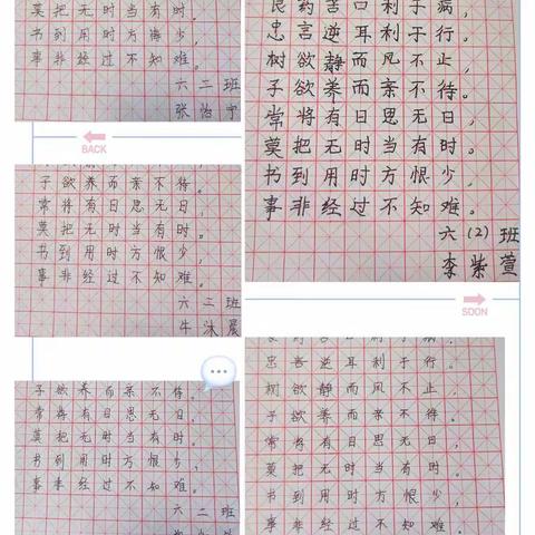 石家庄裕华路小学六年级优秀硬笔书法展示