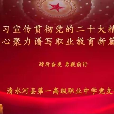 学习宣传贯彻党的二十大精神，凝心聚力谱写职业教育新篇章，一一清水河县第一高级职业中学党支部