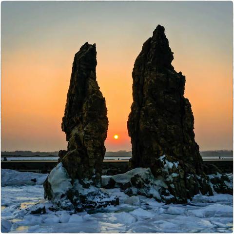 大连瓦房店 将军石 排石 冰排 壮观 漂亮