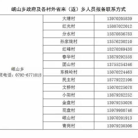 致柴桑区岷山乡返乡人员的一封信