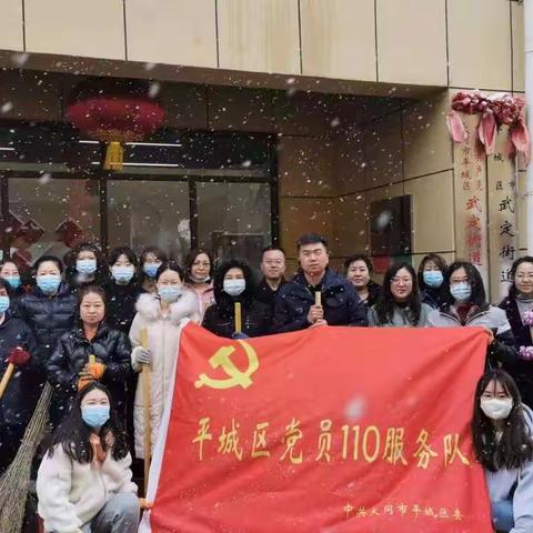 党员先锋做表率  齐心扫雪保路通