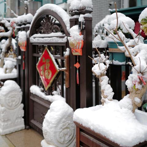 雪落满院呈吉祥