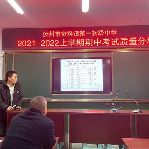 凝心聚力促提升——汝州市寄料镇一中2021-2022学年上学期期中考试质量分析会