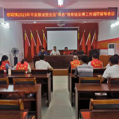 感北社区传达学习感城镇2023年平安建设暨全国“两会”等维稳安保工作调研督导会议