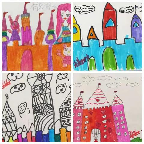 一年级4班《漂亮的城堡》绘画作品