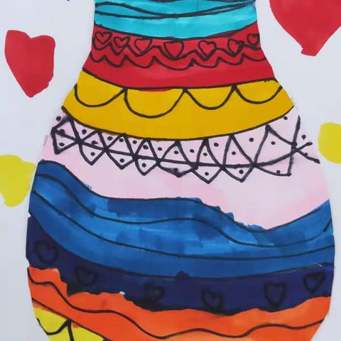 一年级3班《漂亮的瓶子》绘画作品