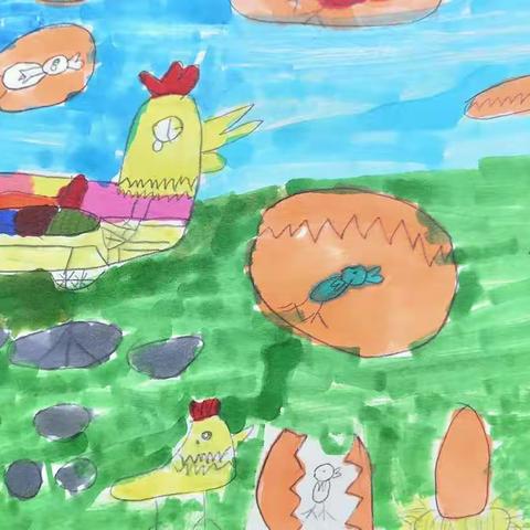 一年级1班《出壳了》绘画作品