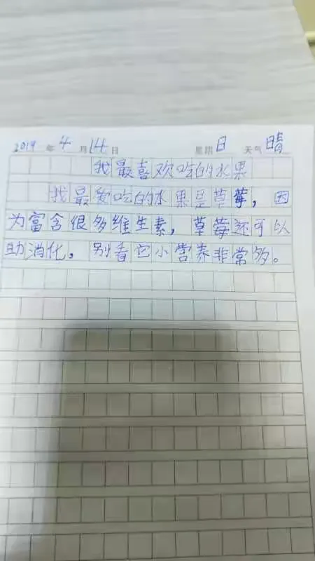 2019年4月14日萧红小学二年六班周记
