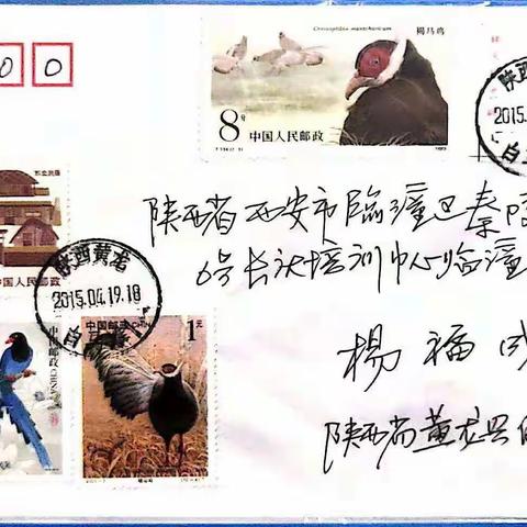 到黄龙寄褐马鸡邮票原地封