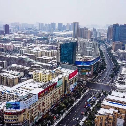 鸟瞰滁州雪景